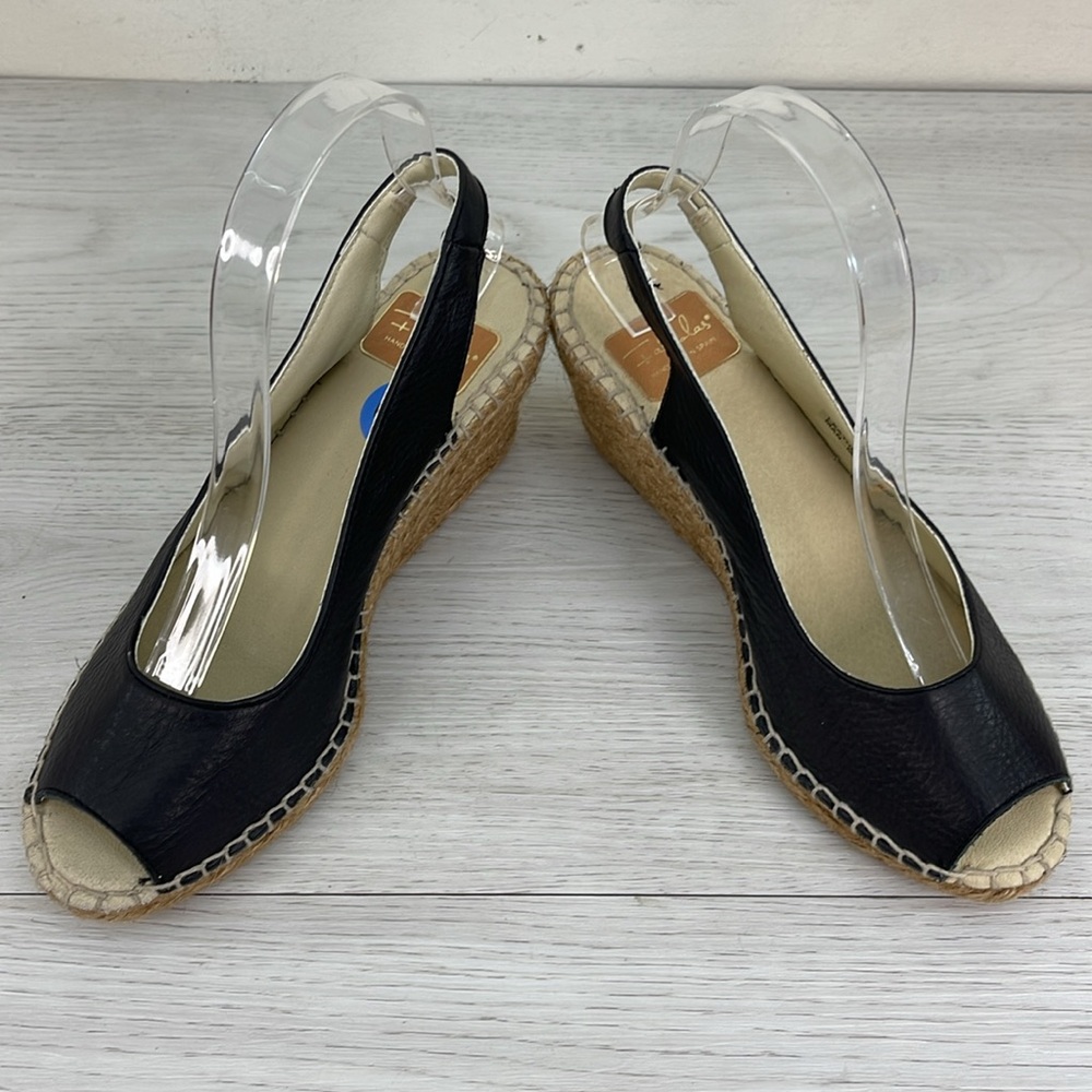 NWOT Fabiolas Espadrilles Black Leather Upper